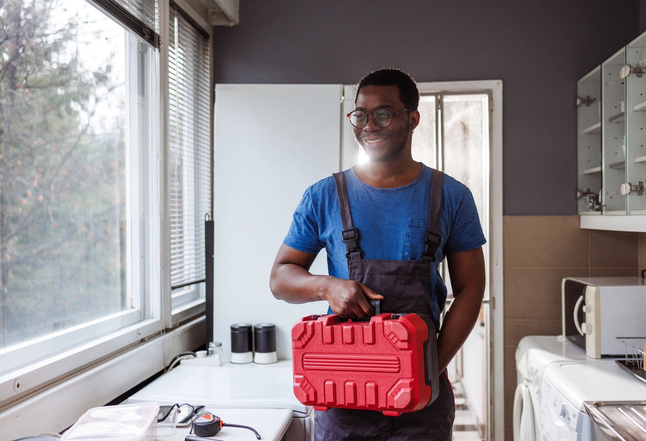 Service technician ready to help a homeowner